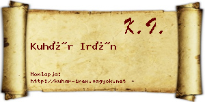 Kuhár Irén névjegykártya